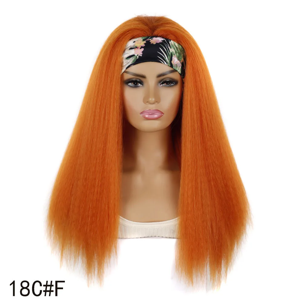 Ice Silk Hair Band Wig Orange Yaki Grain Corn Whisker African Women's Gumless Long Head Cover