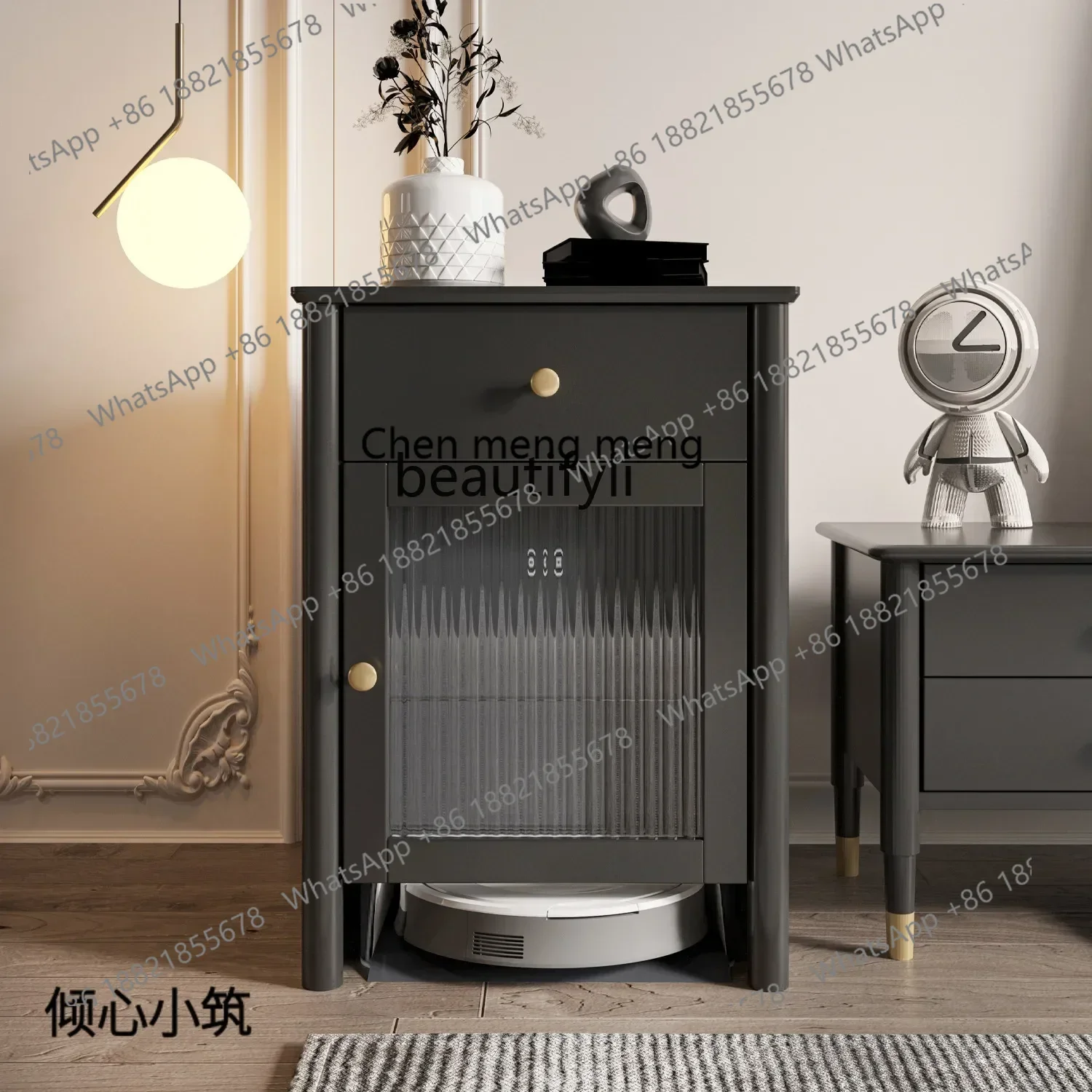 

xz1Sweeping Robot Storage Cabinet Solid Wood Side Cabinet Storage Rack