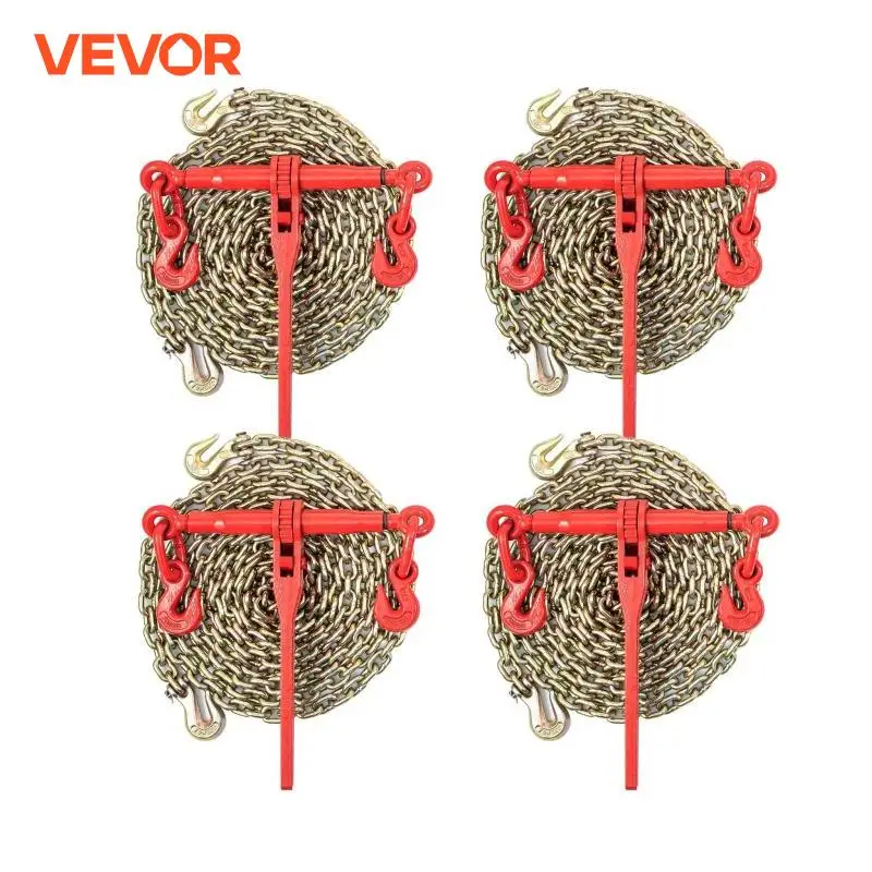 VEVOR Raccoglitore per catena Kit di ancoraggio da 5/16" con capacità di 6600 libbre, ganci di presa e catenella di grado 80 Strumento di carico a cricchetto per il trasporto e il traino