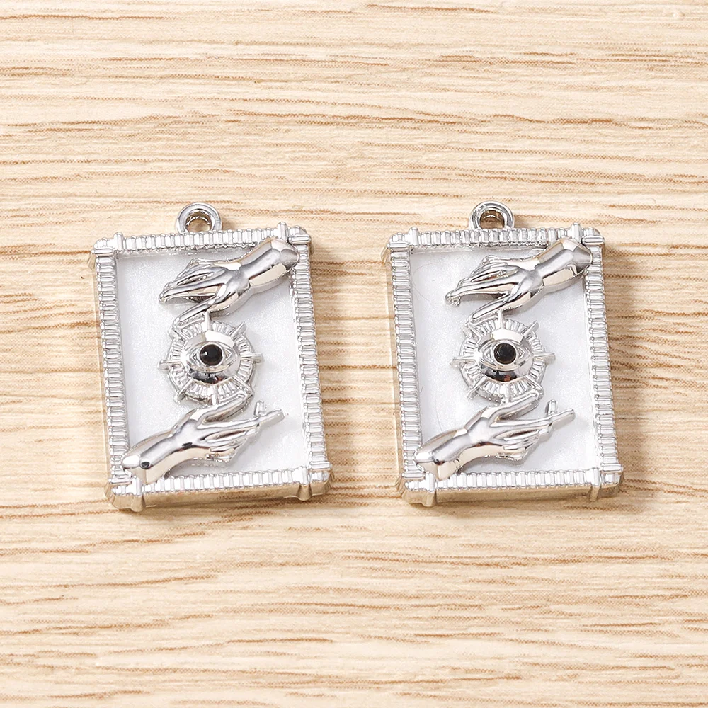 Tusember 5 Stück vergoldete Tarot-Stern-Mond-Böses-Auge-Hamsa-Hand-Anhänger Talisman-Charms für DIY-Schmuckherstellung, Halsketten, Ohrringe – Detail 28