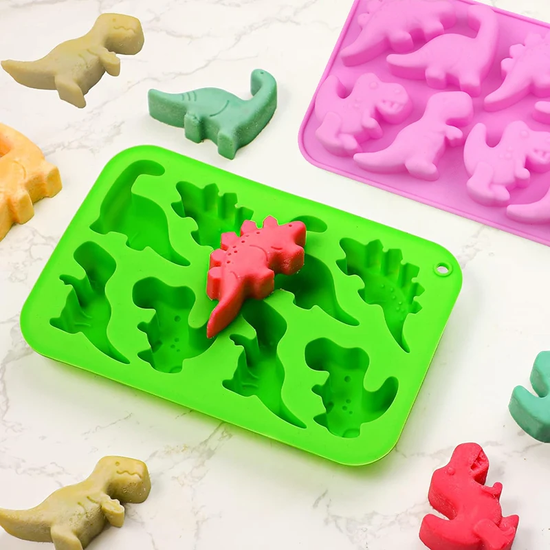 Dinosaur Jello Silicone Mold Chocolate Dino Treats For Kids Birthday Party Candy Crayon Cute Soap Cupcake Topper Decorating Tool