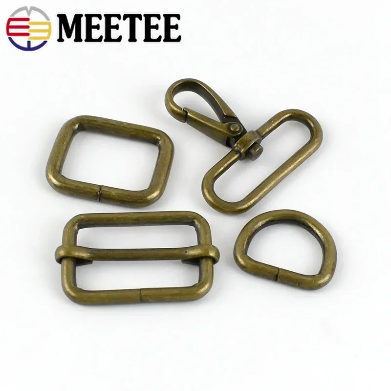 10Pcs 20/25/32/38mm Brass Metal Buckles D Ring Lobster Tri-glide Adjust Clasp Bag Strap Belt Carabiner Hook Sewing Accessories