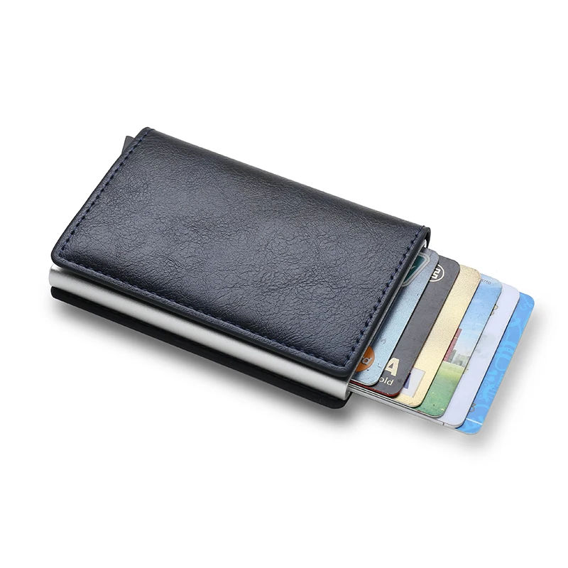Rfid Aluminium Heren Portemonnee Kaarthouders Portemonnee Koolstofvezel Heren Zakelijk Slanke Dunne Slimme Portemonnee Creditcardhouder Hoesje Notitiehouder - afbeelding 1