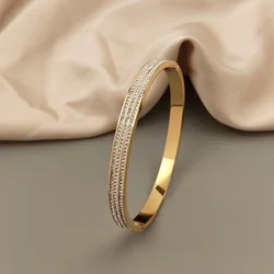 Classic Gypsophila Zircon Stainless Steel Gold Plated Bracelet, High Quality Silver Bracelet for Women, Wedding Party Jewelry