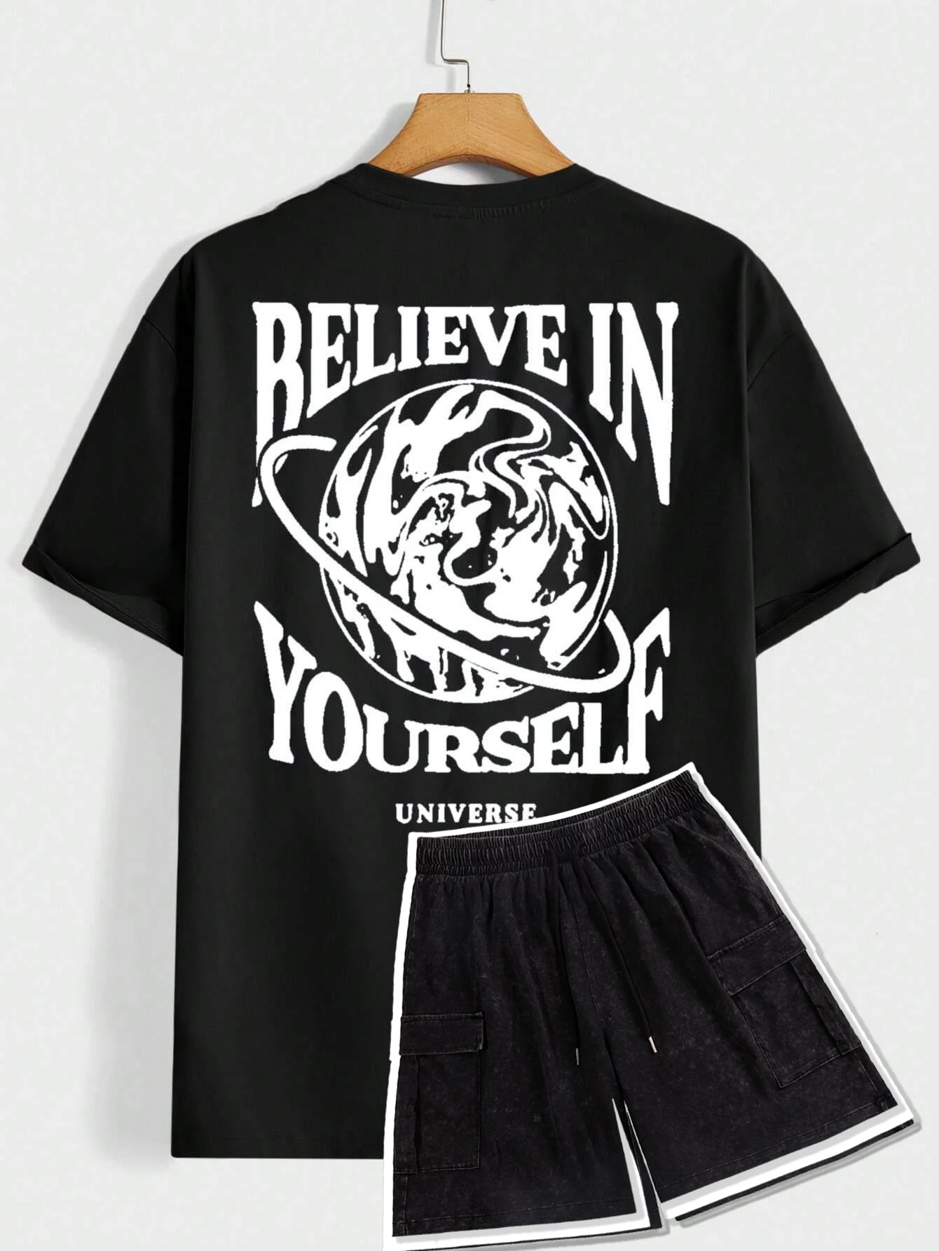 

Believe In Yourself Universe Funny Graphic Men Tshirts Set Cotton Casual Short Sleeve Fashion Breathable Loose Oversized T-Shirt