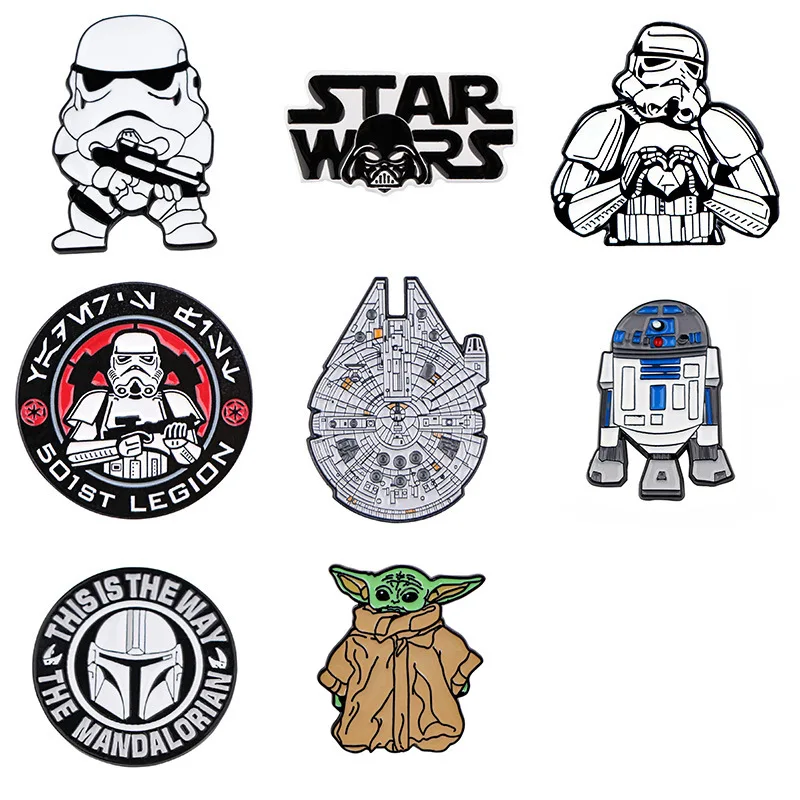 Disney Star Wars Series Enamel Pin Imperial Stormtrooper Millennium Falcon Metal Brooch Lapel Badges Gifts for Fans Collection