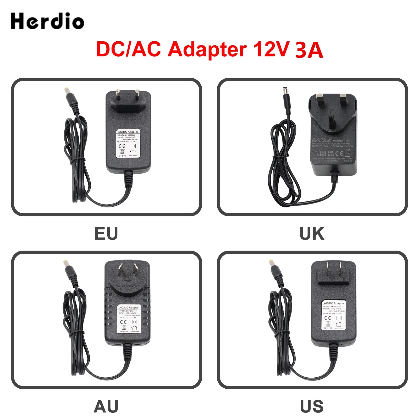 

AC DC 12V 3A Universal Power Adapter Supply Charger adaptor EU US AU UK Plug For speaker Accessories Parts Consumer Electronics