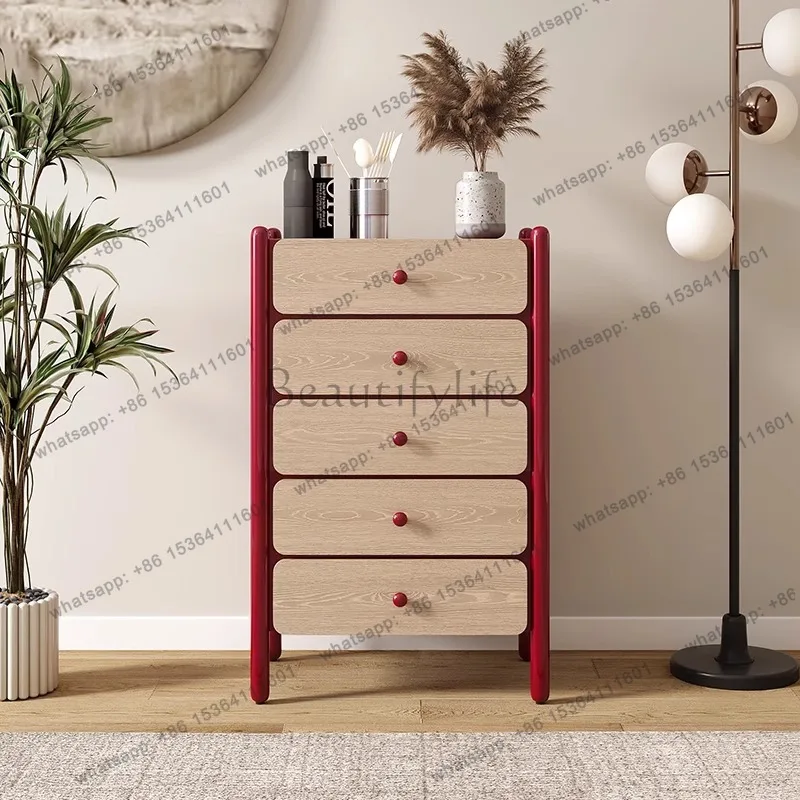 French five-bucket bedroom white elephant wood art decoration storage cabinet living room solid wood drawer cabinet