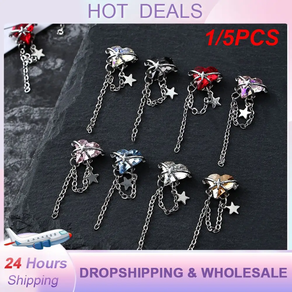 1/5PCS Manicure High Quality Practical Dazzling Must Have Complex Trend Tassel Chain Nail Accessories Rhinestones