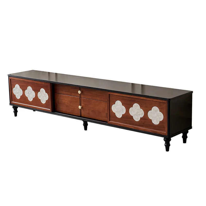 

American retro solid wood TV cabinet living room locker combination long cabinet coffee table