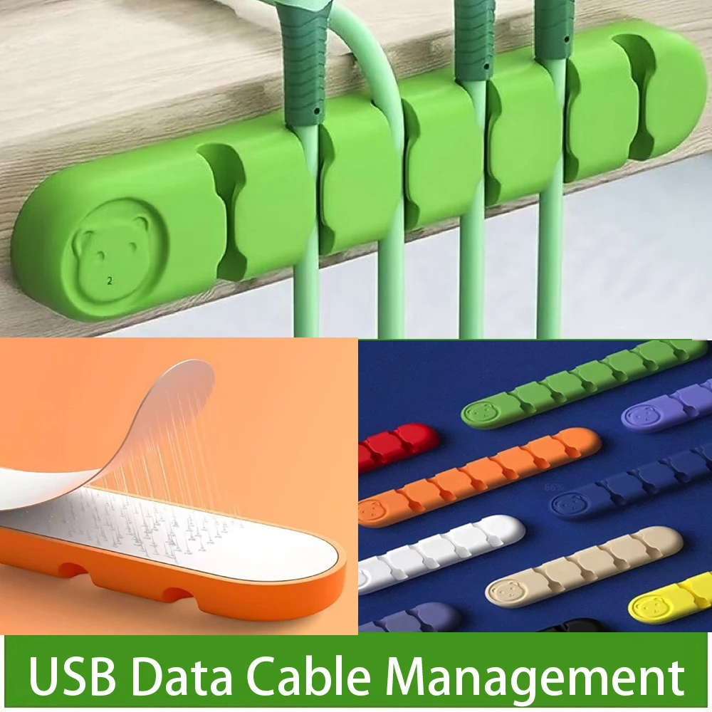 Cable Organizer Silicone USB Data Cable Desktop Management Cable Silicone Clips For Mouse Headphone Earphone Car Wire Holder