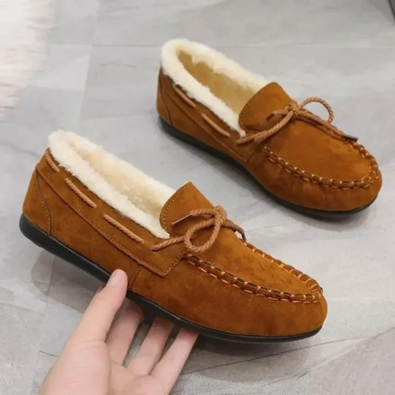 2025-inverno-novos-sapatos-de-feijao-feminino-elegante-confortavel-quente-arco-de-pelucia-sapatos-de-algodao-feminino-casual-antiderrapante-sapatos-planos