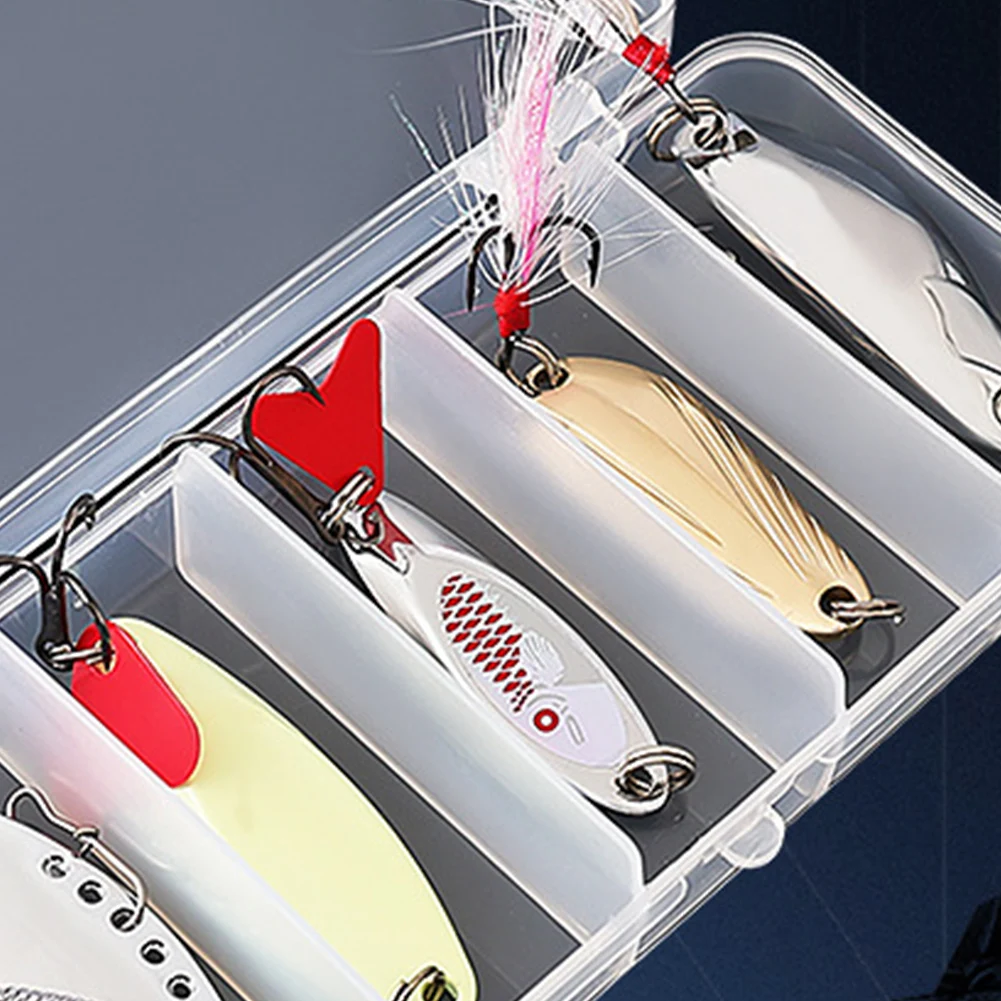 5 قطعة الصيد ملعقة معدنية إغراء عدة مجموعة المتذبذب الطعم مجموعة بايك ملعقة الطعم الترتر سبينر السحر مع صندوق ثلاثة أضعاف السنانير لصيد الأسماك #5