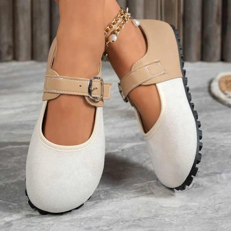 French Mary Jane Shoes Women's Soft Bottom 2026 Spring New Style Internal Heightening Two-Way Wear Low Cut Flat Bottom Single