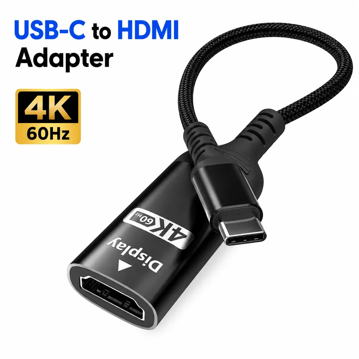 USB C to HDMI Adapter 4K@60Hz Plug and Play, Type C to HDTV Cable Converter for Laptop, Tablet, Phone