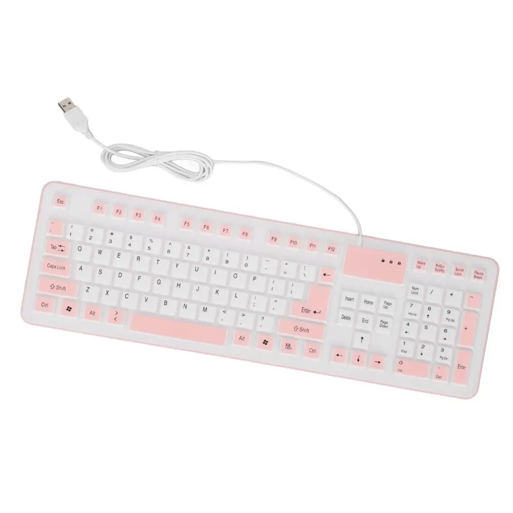 Portable 106 Keys Silicone Keyboard Foldable Pink/Blue/Orange USB Wired Keyboard Waterproof Silent Keyboard Computer Game