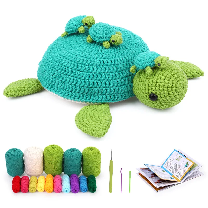 

1Set Turtle Crochet Kit Turtles Family Crochet Animal Kit Craft Art Knit & Crochet Supplies Knitting Kit for Adults Beginner