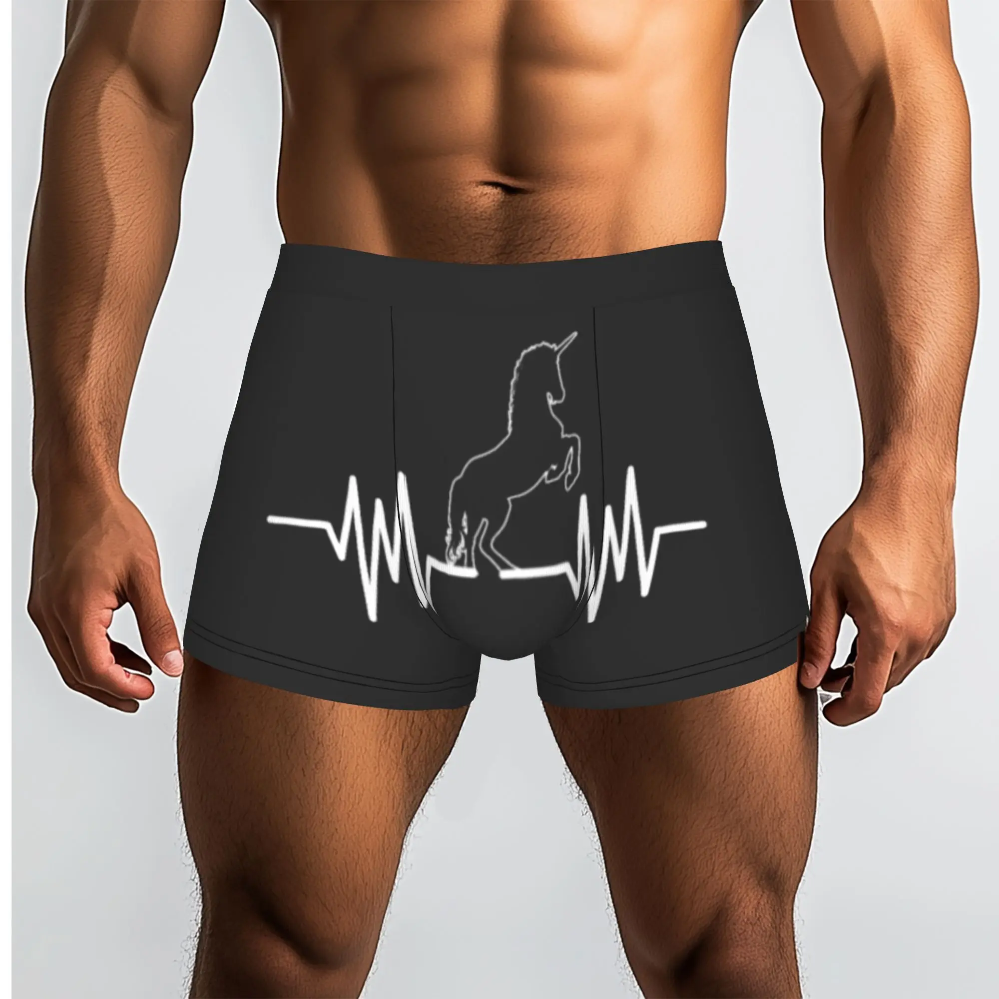 Customized Unicorn Heartbeat Underwear Male Printed Animal Boxer Shorts Panties Briefs Soft Underpants