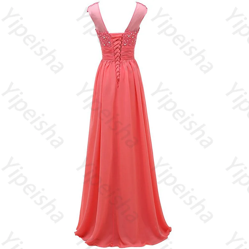 Customized Pink Chiffon Sleeveless Lace Ruffles Evening Dresses Elegant Bridesmaid Dress Exquisite High Quality Prom Party Gowns