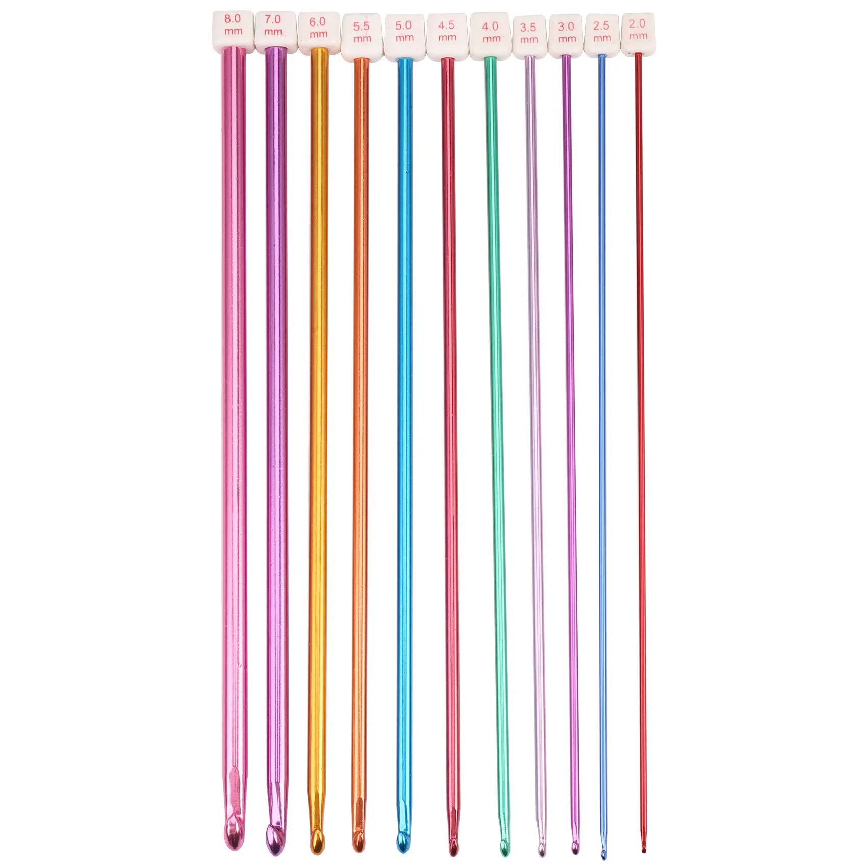 11 Stuks 27Cm Multicolour Aluminium Tunisian Afghan Haak Gebreide Naalden 2-8Mm