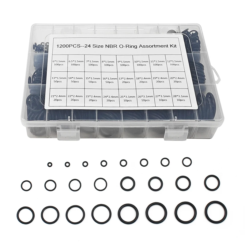 1200PCS/Box Rubber O Ring Seal Sealing Set NBR Nitrile O-Ring Kit Waterproof Rubber Gasket Various Size Decorate Home Appliance