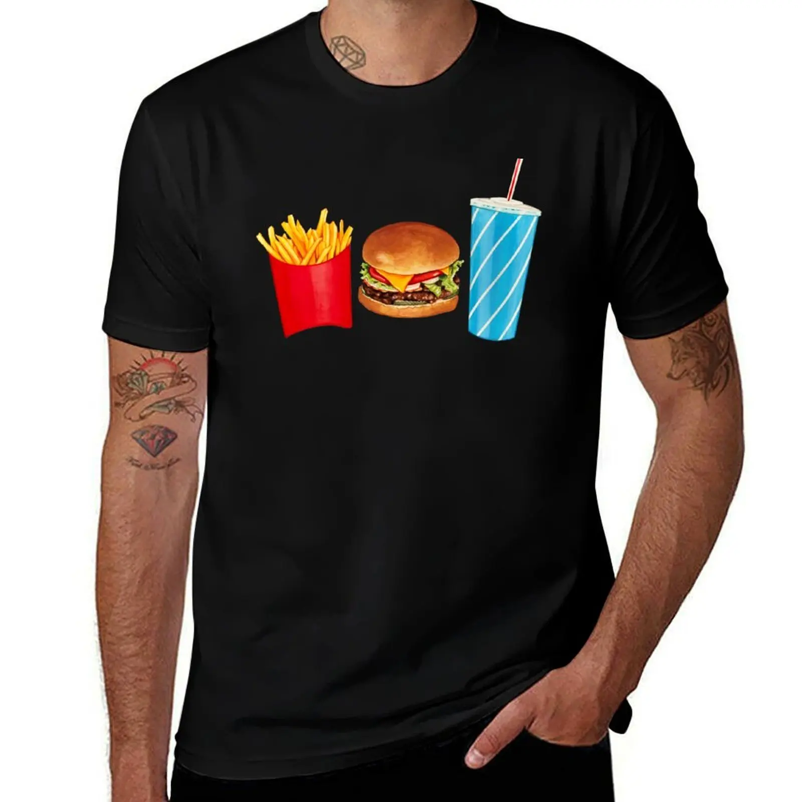 Combo Meal Pattern 2 - Blue T-Shirt cotton t shirt man T-Shirt