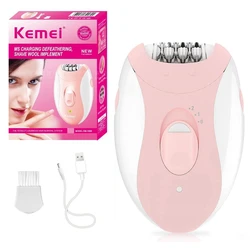 Kemei Women Epilator Electric Hair Removal Facial Body Lady Bikini,Legs,Arms,Armpit Hair Remover Underarms Rechargeable