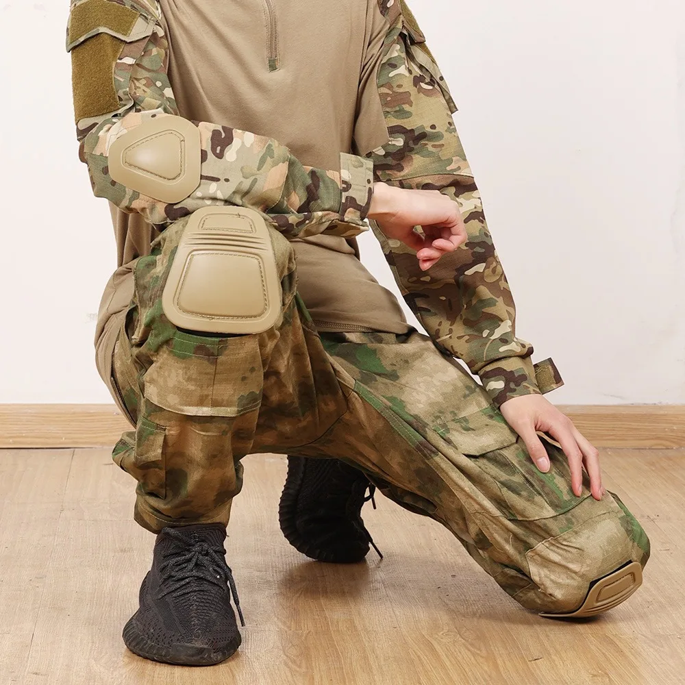 Military fanatic tactical frog suit knee and elbow protectors, four piece set of detachable knee protectors