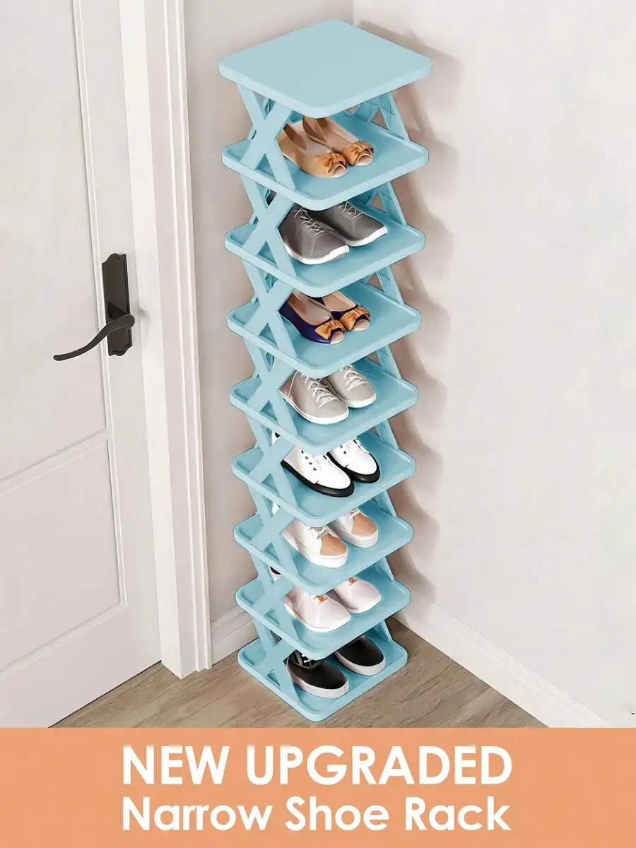 9/6 Tier Vertical Shoe Stand Space Saving Narrow Shoe Rack, Small Shoe Shelf, DIY Free Standing Shoes Storage Organizer For Entr