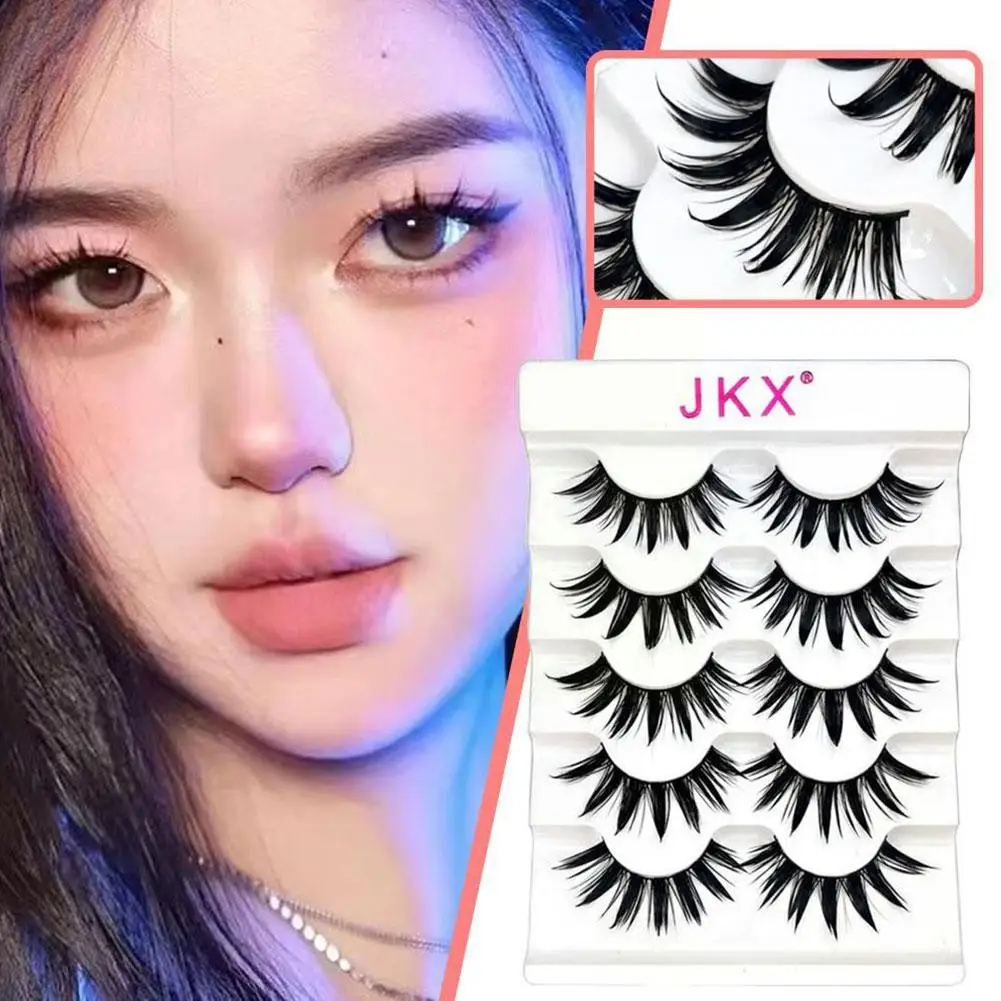 5 paia di ciglia bagnate 3d ciglia finte di visone ciglia tailandesi strumenti lunghi fatti a mano ciglia trucco occhi artigianato Fluffy H8k3