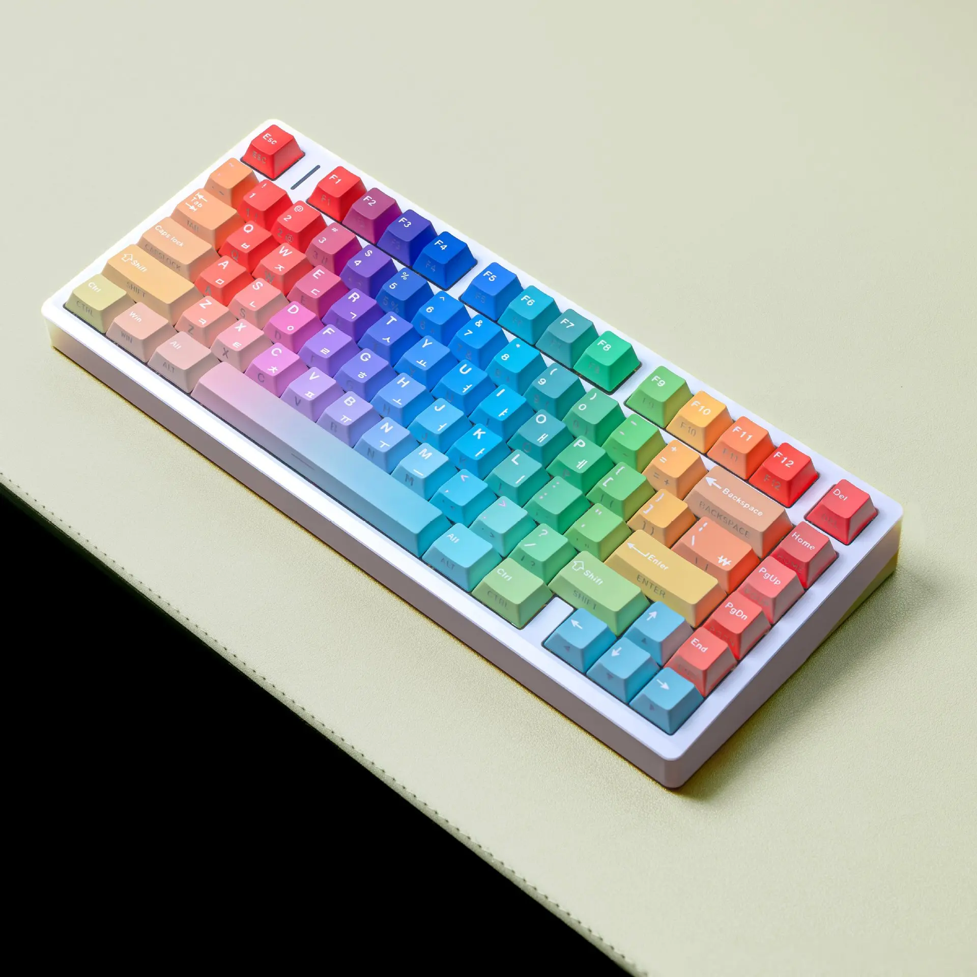 Color double engraving light transmission Pbt original full set of keycaps Korean Russian Thai European small language Wooting