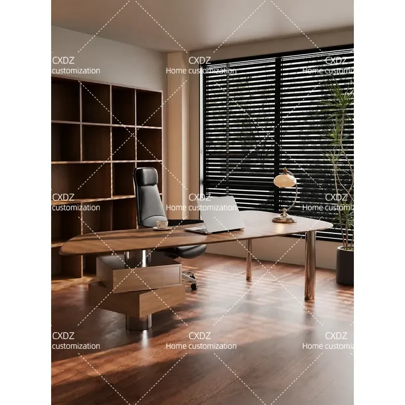 Ji Gift Young People Boss Table Italian Light Luxury Small Desk Single Computer Desk 2026 New Solid Wood Desk