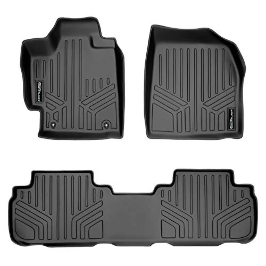 

Custom Fit Floor Mats 2 Row Liner Set for 2008-2013 Highlander Black Durable Rubber with Raised Edges for Superior Dirt and Wa