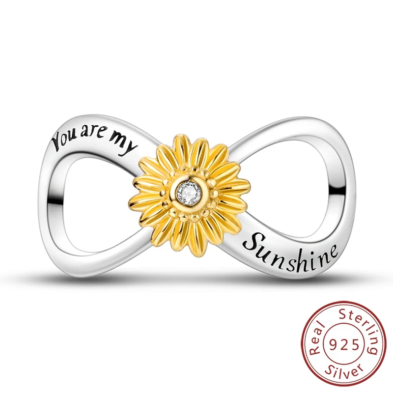 New In 925 Sterling Silver Sunflower Eternal Beads Charms Pendant  Jewellery Fit 925 Original Bracelet For Women DIY Gift