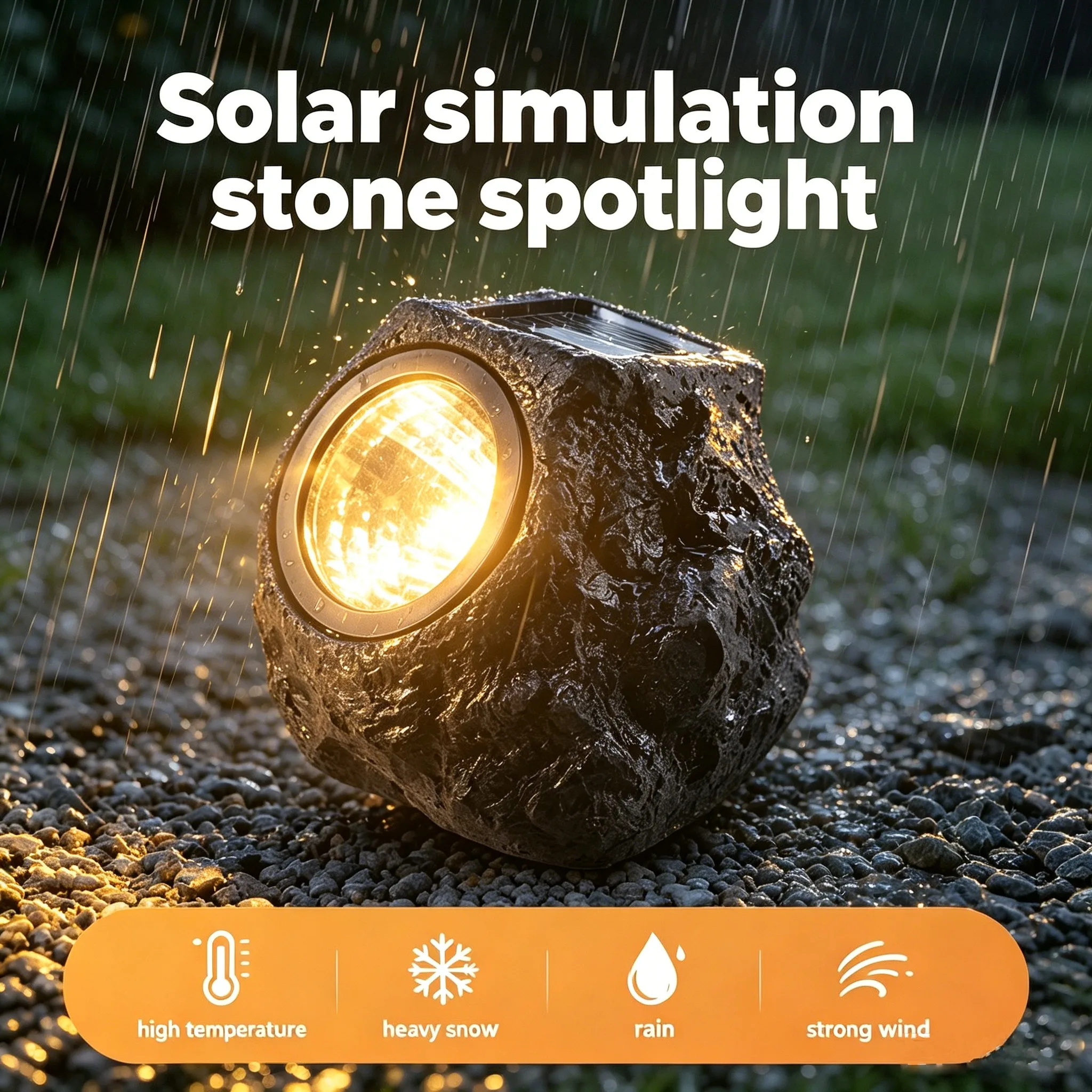 

Warm White Stone Solar Powered Landscape Light Outdoor Garden Light IP65 Waterproof Spotlight Decoration Garden Lawn Lamps