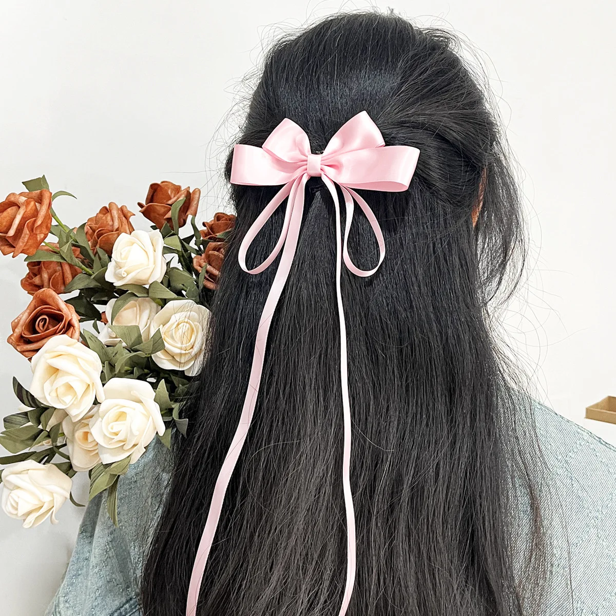 Bulk 30pc/lot Long Tassel Bow Hair Clips Kids Long Satin Ribbon Bow Hairpins Barrette For Women Girls Hairgrips Hair Accessories