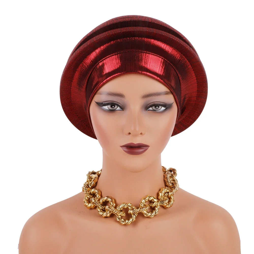 2024 Elegant Spiral Beret for Women Afrcian Lady Head Wraps Female Berets Turban Nigeria Headpiece Wedding Party Gele