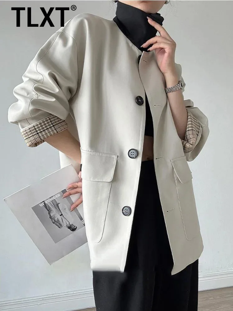 

TLXT Fashion Women's Plaid Jacket Early Small Size College Style Design Lapel Single Breasted Coats Female 2025 Winter New