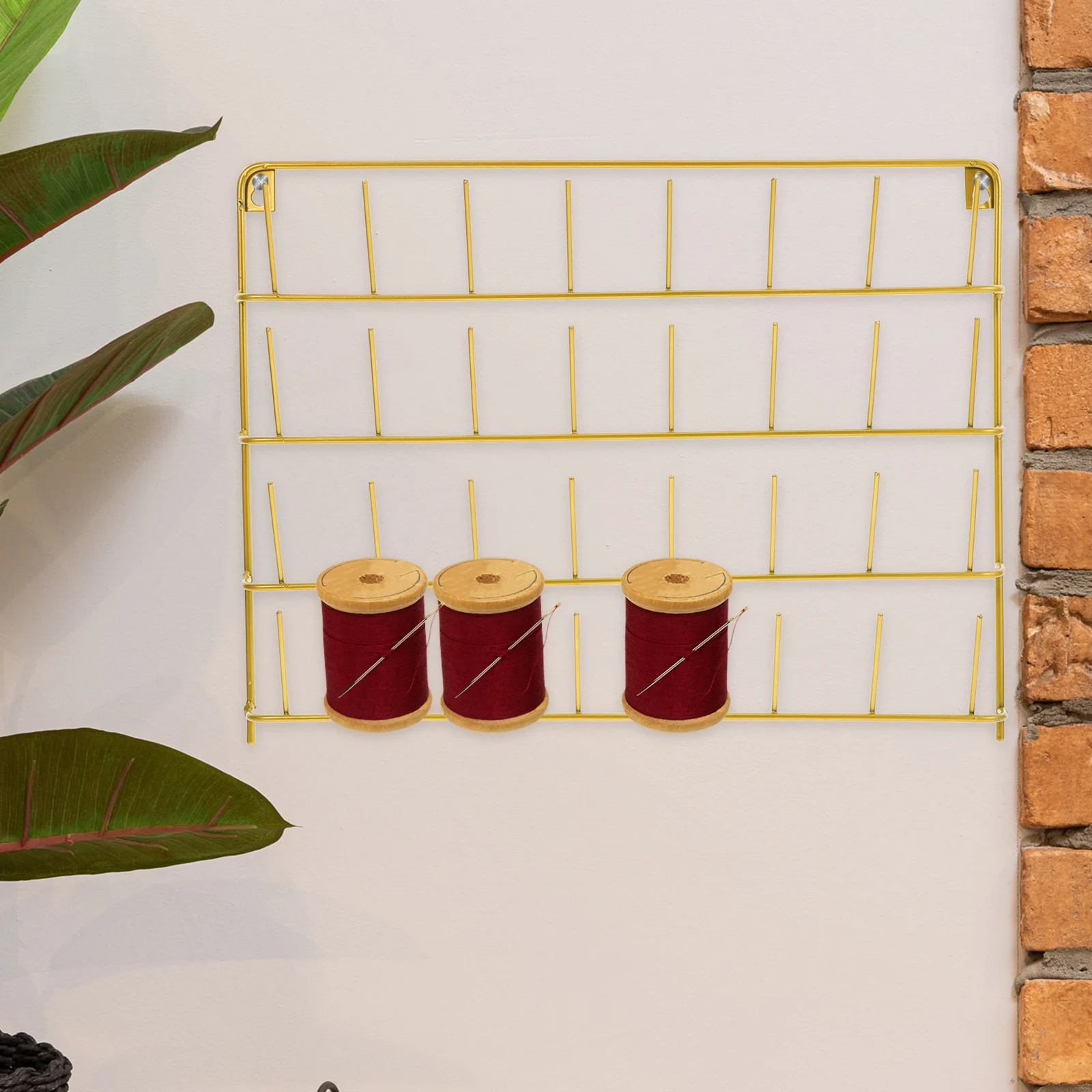 

Wall Hanging Thread Holder 32 Spools Rack Durable Iron Material Smooth Round Design for Sewing Knitting Textiles Gifts