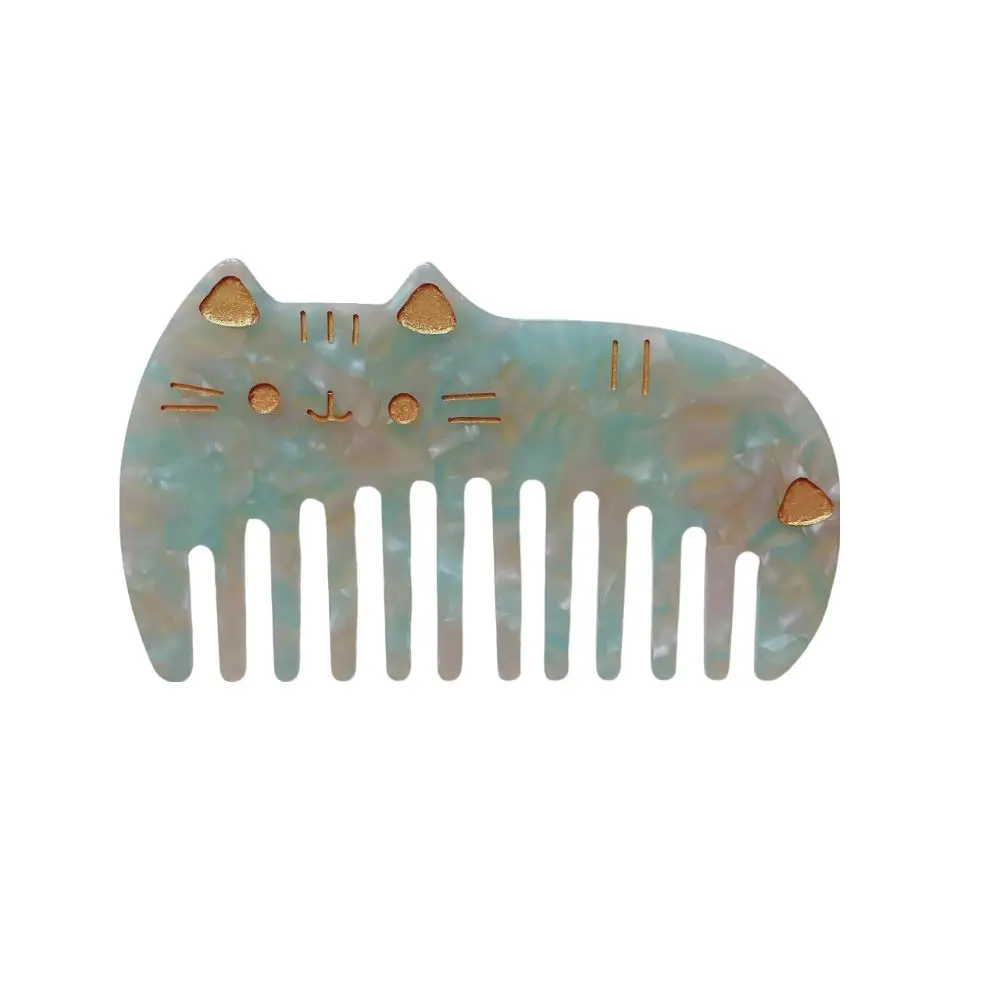 Portable Acetate Hair Combs Cute Cat Wide Teeth Hairdressing Comb Anti Static Colorful Washing Comb Women
