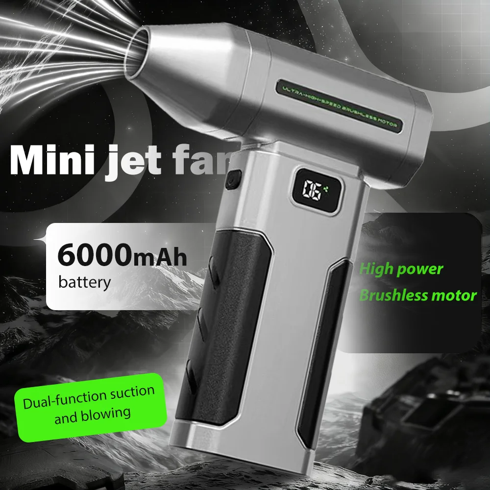 Mini Elektryczny Dmuchawa Powietrza 160000 RPM, Mocna Dmuchawa 6000mAh, Ręczna Dmuchawa do Kurzu Samochodowego, Bezszczotkowy Turbo Jet Fan, Odkurzacz Samochodowy