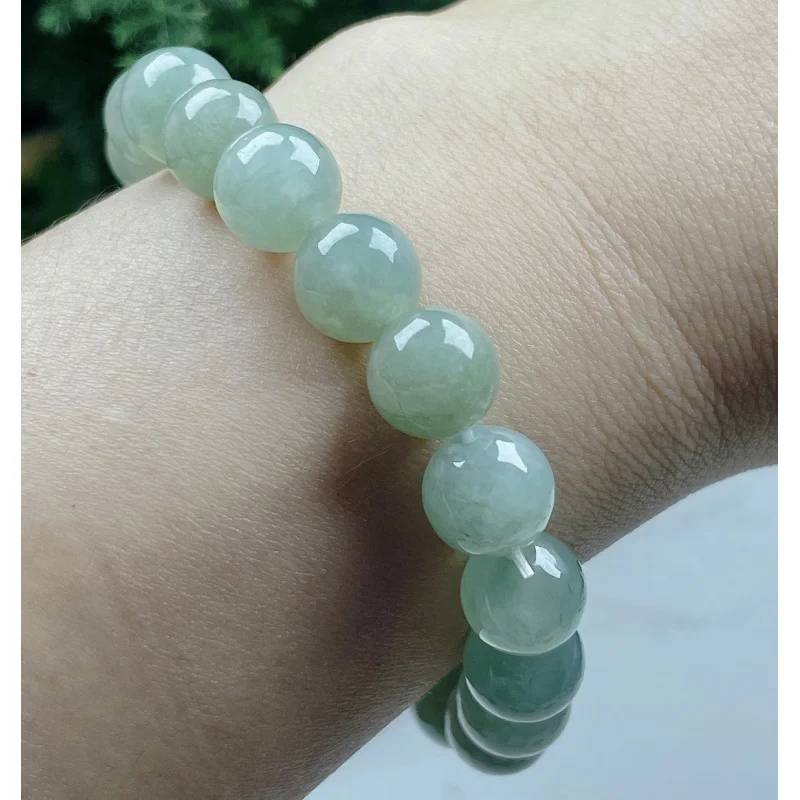 Myanmar Mine Timber Natural Waxy Kinds a GoodsGreen Jade 10mm Special Bracelet with Certificate