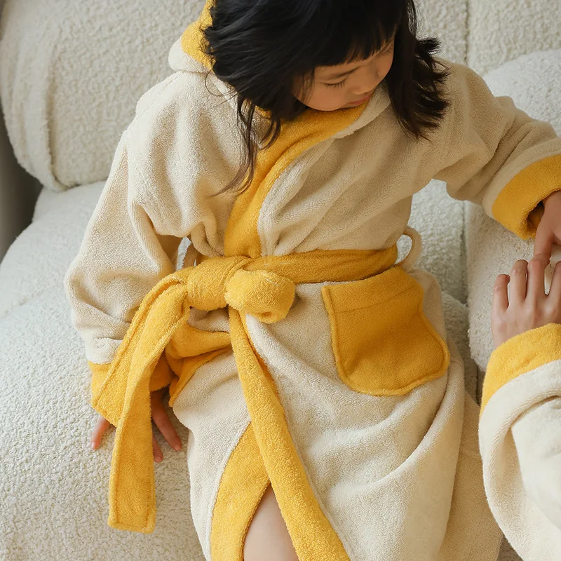 Exquisite Cotton Maternal and Child Grade a SUNFLOWER Adult and Children Bathrobe Absorbent Soft Skin-Friendly Hooded Tracksuit