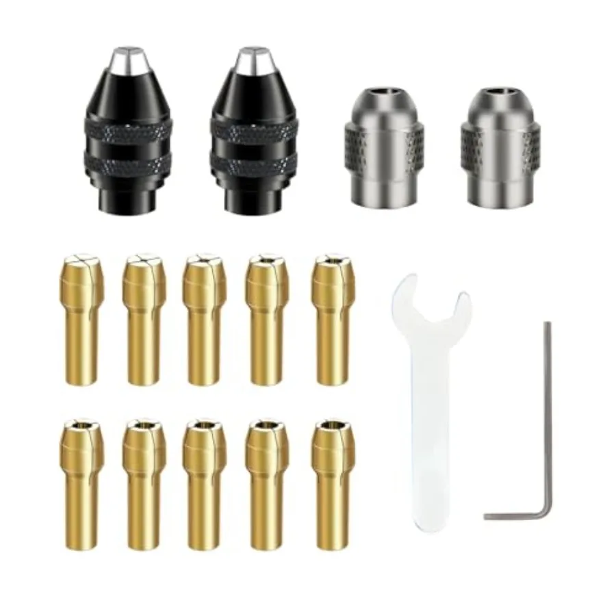 

Drill Chuck Collet Set for Dremel 16PCS 0.8-3.2mm Replacement 4486 Drill Keyless Bit Chuck Shank Rotary Tool Quick Change Adapt