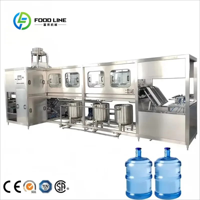 Customized Automatic 5 Gallon Bottle Cleaner Rinsing Equipment Easy Operation 600BPH 1000BPH for New Used PET Bottles