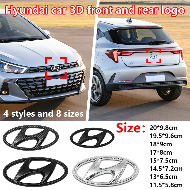 Pegatina 3D ABS para el logotipo de la parrilla delantera y el maletero del coche, para Hyundai I10, Elantra, Getz, Sonata, XG, Terracan, Tucson, Coupe, Trajet, Matrix, emblema