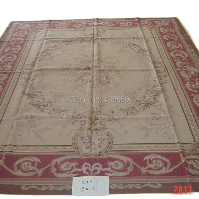 Free shipping  9'x12'  Aubusson woolen rugs red design Shabby Chic carpets -- all kinds of rugs in our store