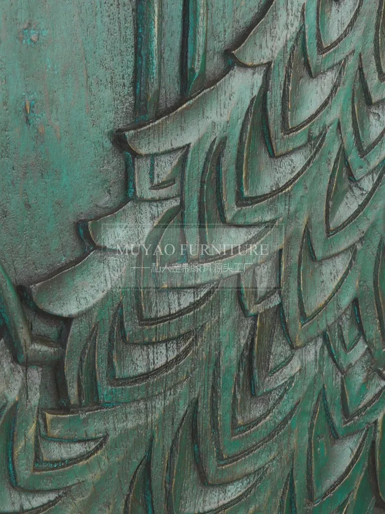 Retro small wardrobe peacock carved single-door wardrobe storage antique entrance decoration cabinet