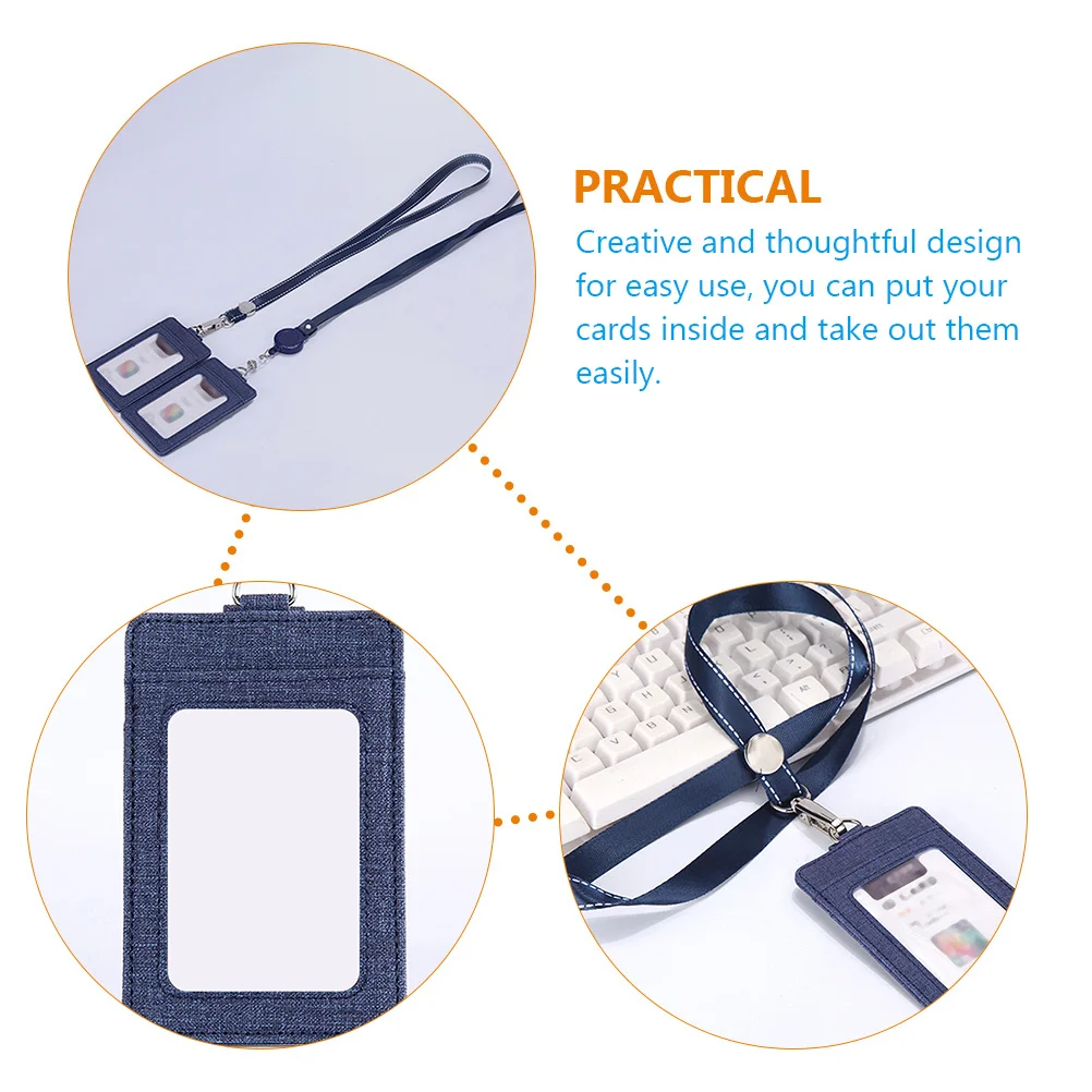 

3Pcs PU Id Badge Holder Lanyard Waterproof for Staff Students Name Tag Protection Badge Holder with Lanyard