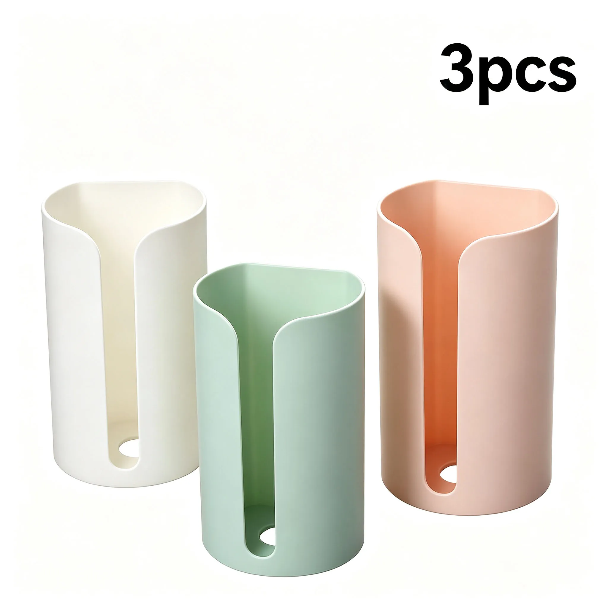 3Pcs Garbage Bag Storage Box Wall Mounted Punch‑Free Grocery Bag Dispenser Random Color Kitchen Bathroom Household Organizer